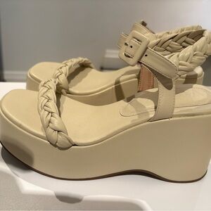 Elegant Cream Platform Wedge Sandals
